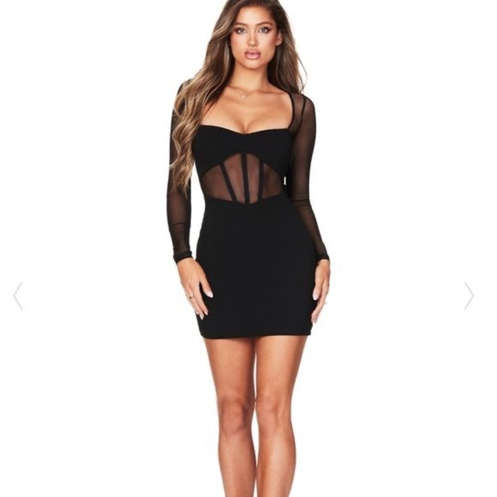 NOOKIE Sade Long Sleeve Mini Dress in Black